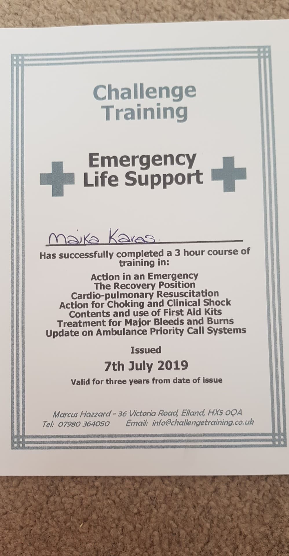 First Aid Qualified
